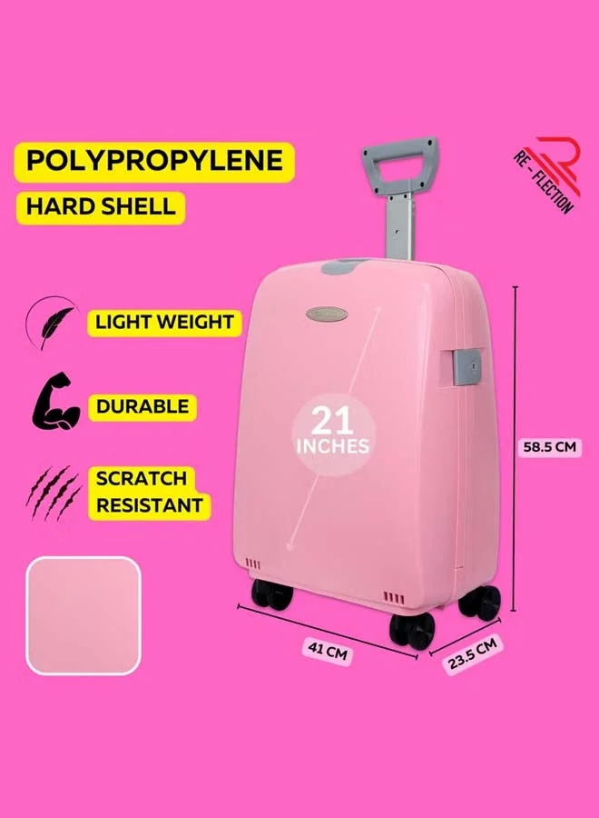 Reflection REFLECTION Hard Luggage, Trolley Bag with PP Plastic Body with Soft 3 Level Adjustable Handle, Pink, 53 cm