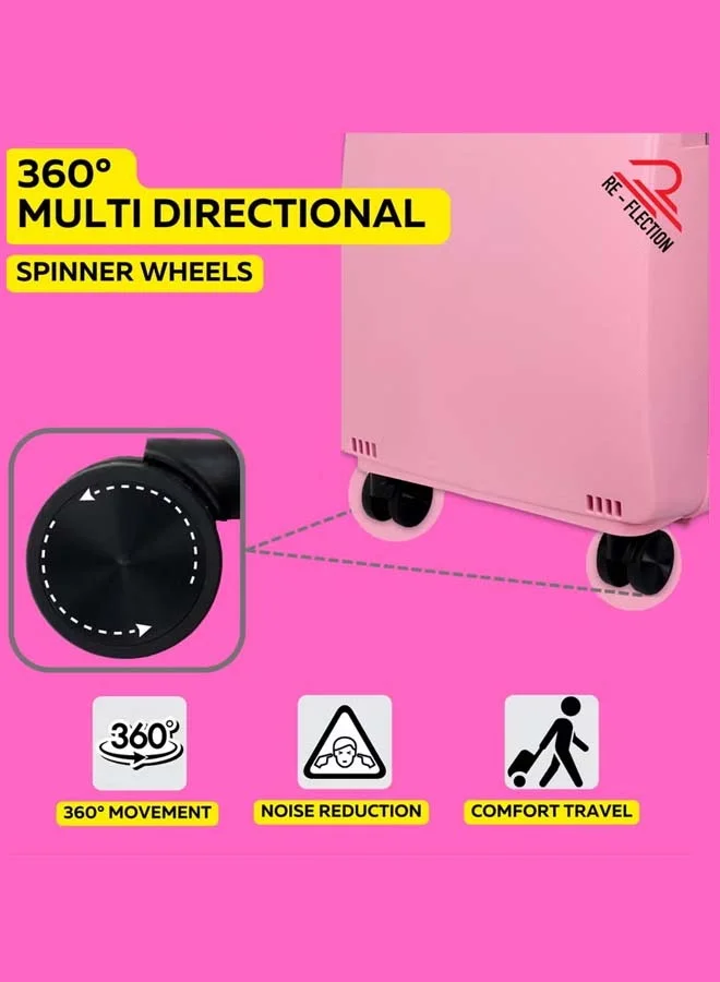 Reflection REFLECTION Hard Luggage, Trolley Bag with PP Plastic Body with Soft 3 Level Adjustable Handle, Pink, 53 cm