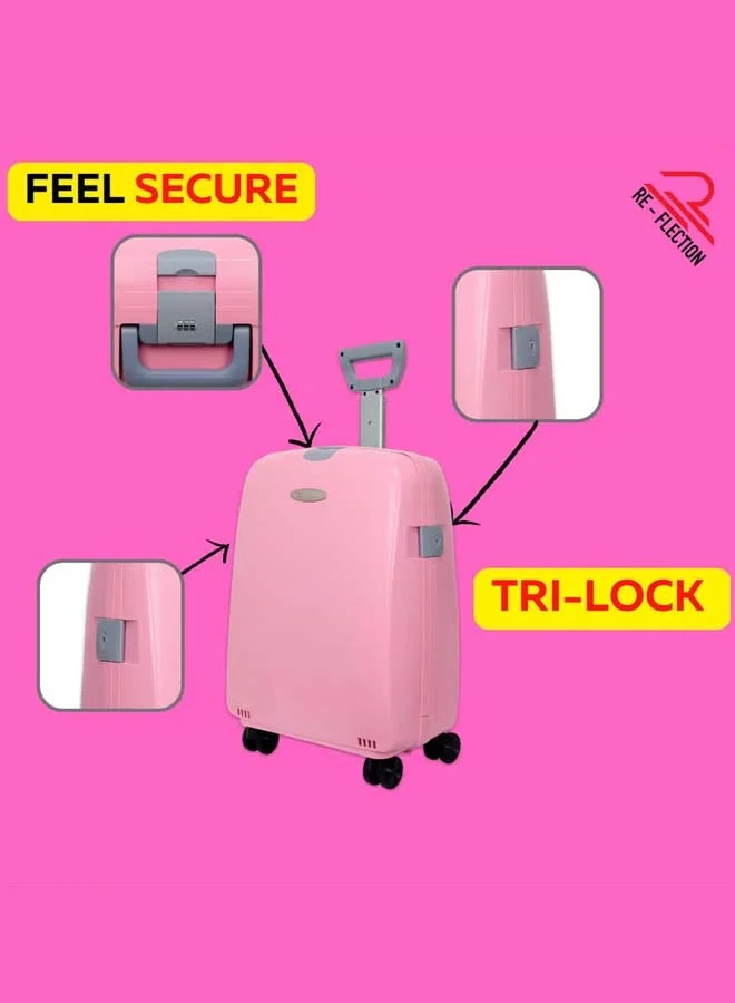 Reflection REFLECTION Hard Luggage, Trolley Bag with PP Plastic Body with Soft 3 Level Adjustable Handle, Pink, 53 cm