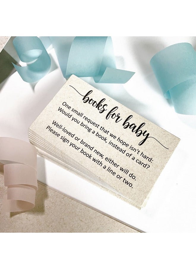 321Done - Books For Baby Cards (Set Of 50) 3.5 X 2 Baby Shower Insert For Invitations, Business Card Size, Book Instead Of Card Request Gift, Small Rustic Kraft Tan - Made In Usa - Image 1