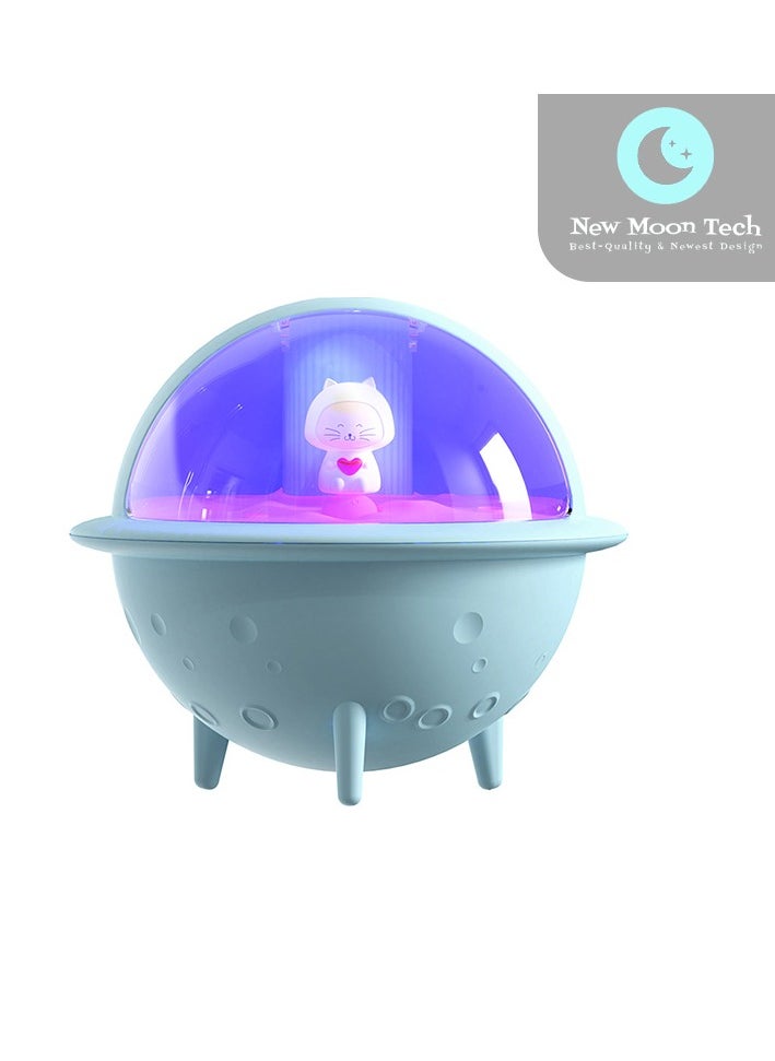 New Moon Tech Space Ball Series S113 mini Humidifier. mini Aromatherapy Machine. Atmosphere Light Humidifier Can Add Water Soluble Essential Oil. Blue.  - Image 1