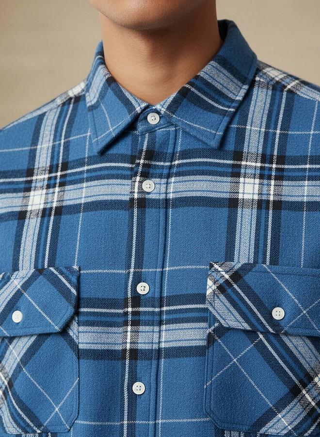 Lee Cooper Men Regular Fit Collared Checked Long Sleeves Shirt - Image 4