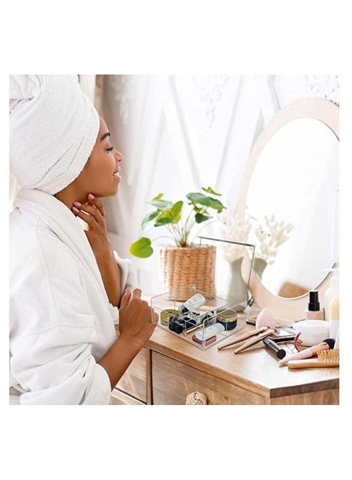 Creative planet tea bag organizer, acrylic storage box with lid for kitchen cabinets, countertops pantry suits, candy, packets condiments & crafts items (9 compartments) - Image 5