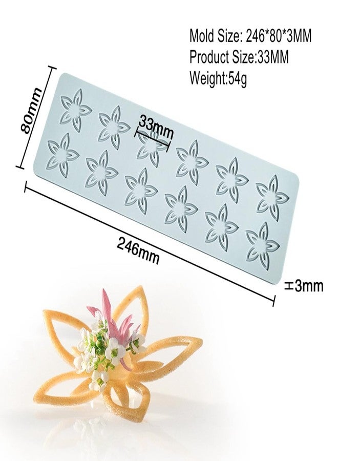 TUKE Tuille Mold Flower Chocolate Silicone Mold 3D Hollow Fondant Mold Cake Topper Hollow Silicone Mold Candy Mold Lace Mat for Cake Decorating Chocolate Fondant Tuille (Flower J_9.84x3.2x0.12inch) - Image 2
