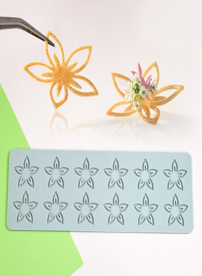 TUKE Tuille Mold Flower Chocolate Silicone Mold 3D Hollow Fondant Mold Cake Topper Hollow Silicone Mold Candy Mold Lace Mat for Cake Decorating Chocolate Fondant Tuille (Flower J_9.84x3.2x0.12inch) - Image 5