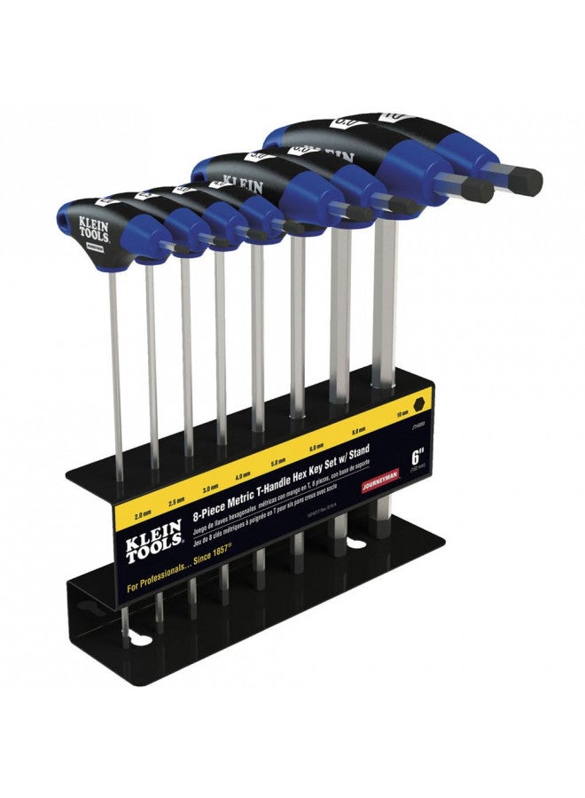 Klein Tools JTH68M T-Handle Hex Key Set, Metric Sizes Allen Wrench Set with 6-Inch Blades, Stand Included, 8-Piece - Image 1