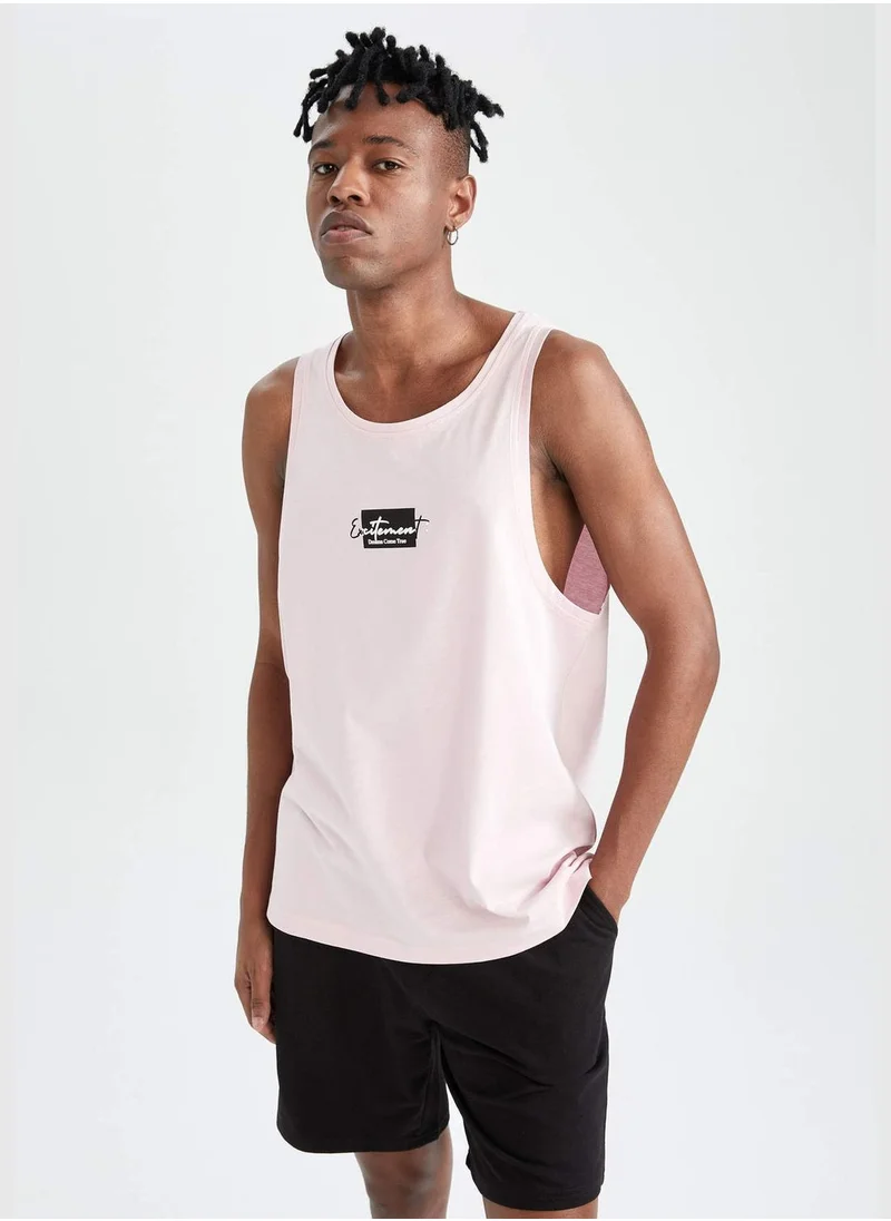 DeFacto Slim Fit Sleeveless Minimal Slogan Print Vest