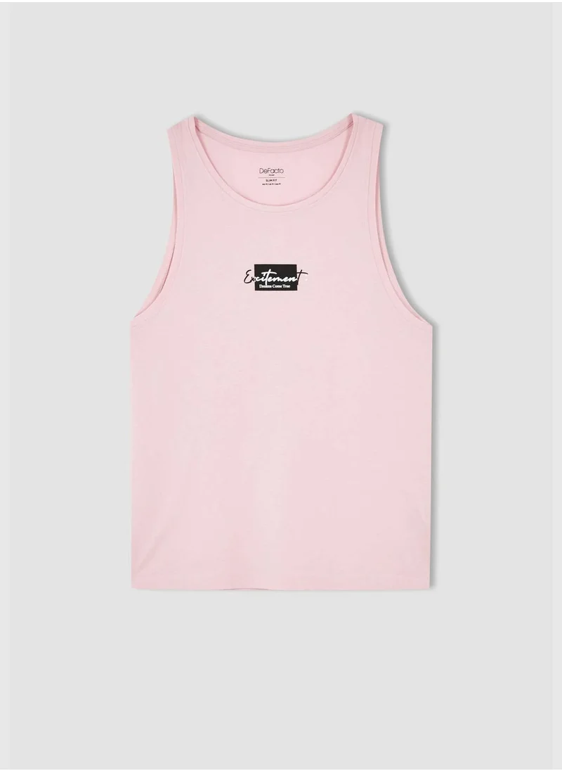 DeFacto Slim Fit Sleeveless Minimal Slogan Print Vest