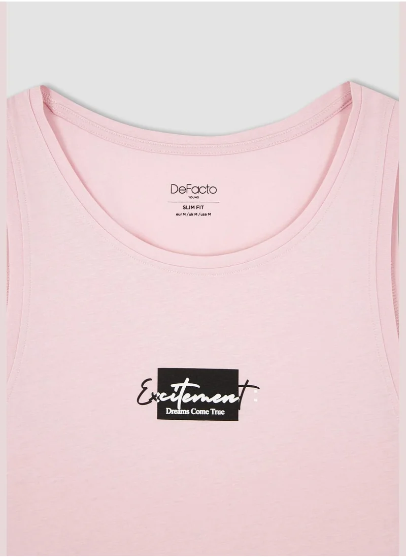 DeFacto Slim Fit Sleeveless Minimal Slogan Print Vest