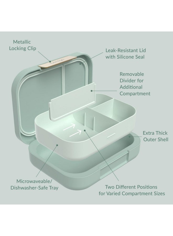 بنتجو Bentgo Modern - صندوق غداء بينتو مقاوم للتسرب للبالغين والمراهقين ومن لديهم شهية أكبر؛ وعاء تحضير وجبات قابل لإعادة الاستخدام خالٍ من مادة BPA مع 3 أو 4 أقسام، آمن للاستخدام في غسالة الأطباق/الميكروويف؛ 44 أونصة (أخضر نعناعي) - Image 5