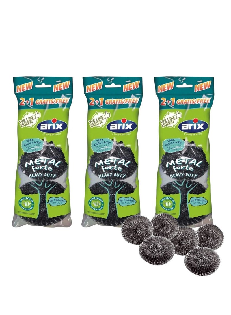 Arix Metal Forte Heavy Duty Sponge – 3 Packs (Each Pack: 2+1pcs)