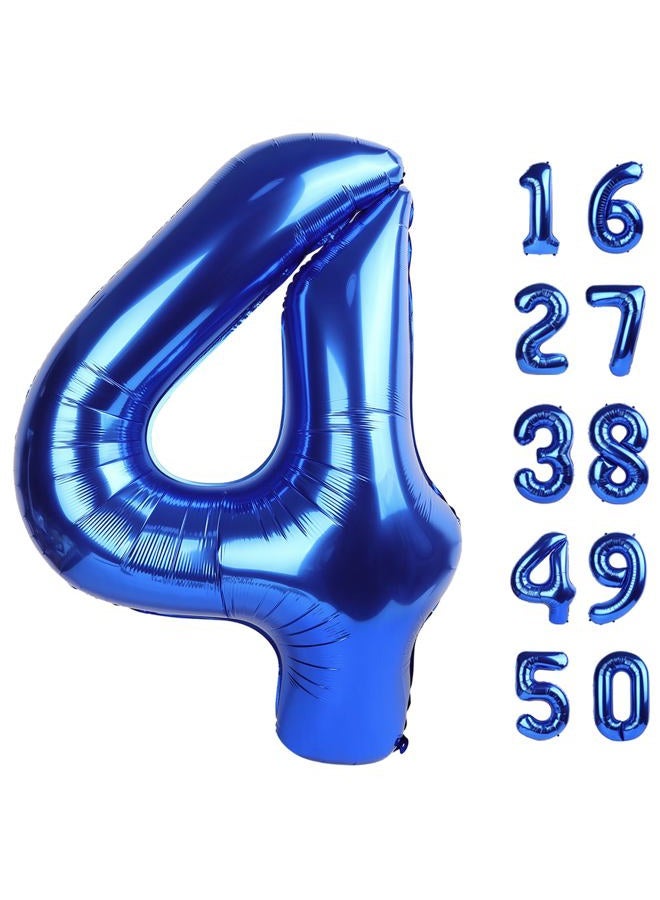 Kelfuoya Navy Blue Number 4 Balloons 40 Inch Big Foil Number Balloons Giant Balloon 14th 24th for Boys Girls Baby Shower Anniversary Decorations, Photo Backdrop Props - Image 1