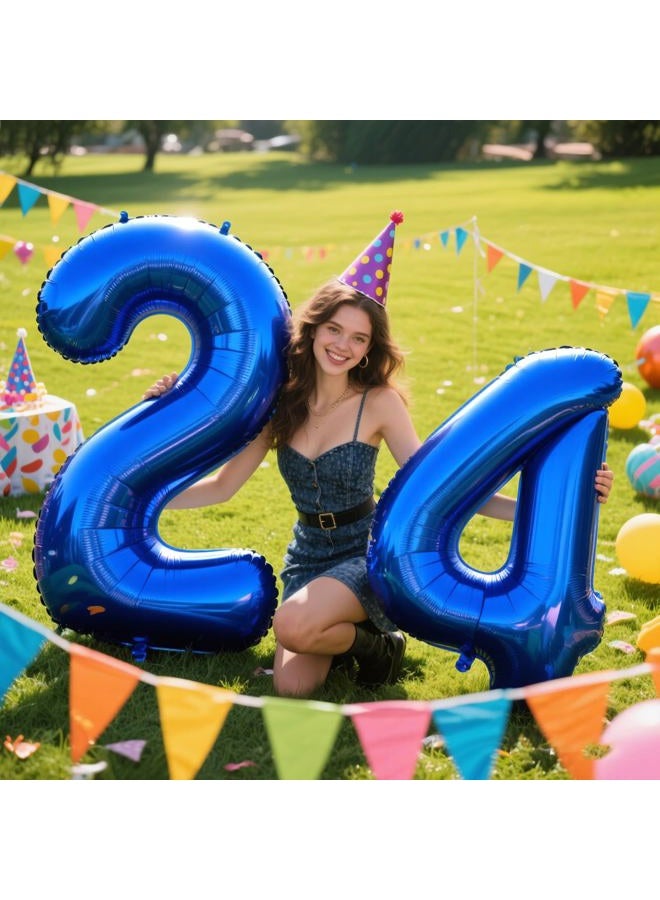 Kelfuoya Navy Blue Number 4 Balloons 40 Inch Big Foil Number Balloons Giant Balloon 14th 24th for Boys Girls Baby Shower Anniversary Decorations, Photo Backdrop Props - Image 3
