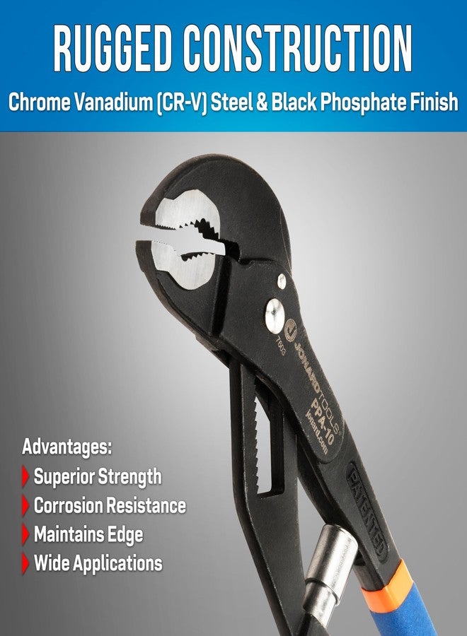 Jonard Tools PPA-10 Pump Pliers with One-handed Automatic Adjustment 2.0” Max Jaw Opening, 10" Length - Image 5