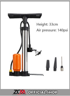 ZCM-HAPPY Multifunctional Manual High Pressure Pump for Bicycles, Electric Vehicles, Motorcycles, Footballs, Basketballs, Volleyballs 33cm 