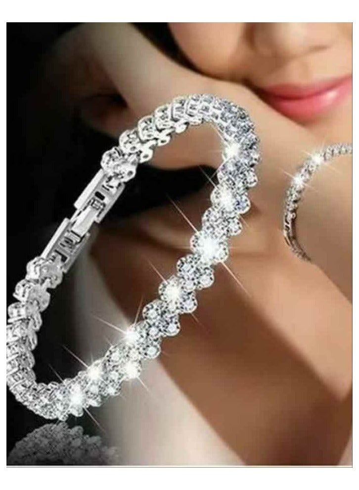 The best-selling wish European and American Roman bracelet, a new zirconia crystal bracelet with a diamond-encrusted fashion accessory, is full of diamonds - Image 1