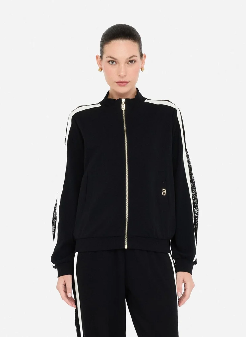Liu Jo Cotton sweatshirt with lace