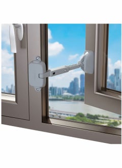 1 Pack Childproof Window Restrictor for Aluminum, Wooden, Metal Frames, Baby Safety Lock, Locks Toddlers & Pets, Easy to Install (Grey)