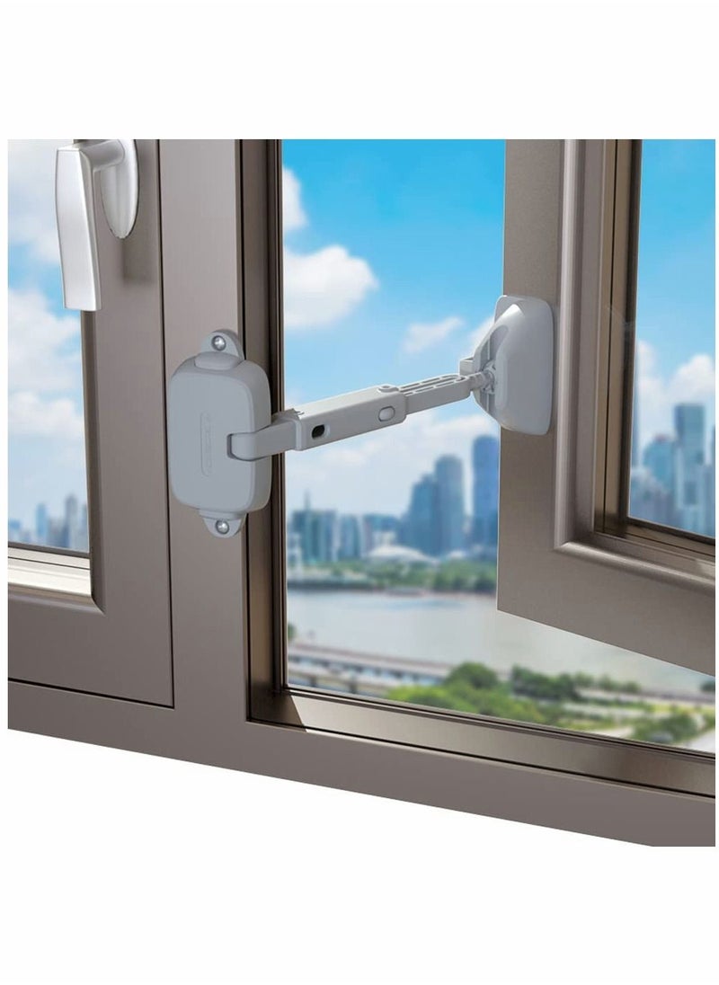 Y&D - 1 Pack Childproof Window Restrictor for Aluminum, Wooden, Metal Frames, Baby Safety Lock, Locks Toddlers & Pets, Easy to Install (Grey) - Image 1