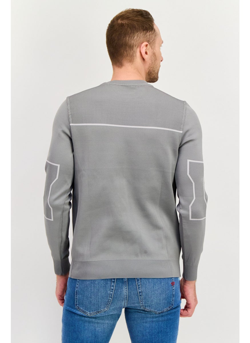 Free Soul Men Crew Neck Brand Logo Long Sleeves Sweatshirt, Grey  - Image 2