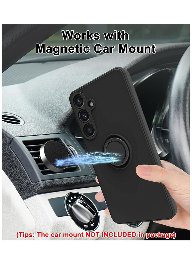 Generic Samsung Galaxy A55 5G Case Liquid Silicone Flexible Edges Anti-scratch and Shockproof Circular Ring Support Car Magnets  - Image 2