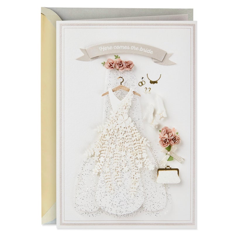 Hallmark Signature Wedding, Bridal Shower, or Engagement Card (Here Comes the Bride) - Image 1