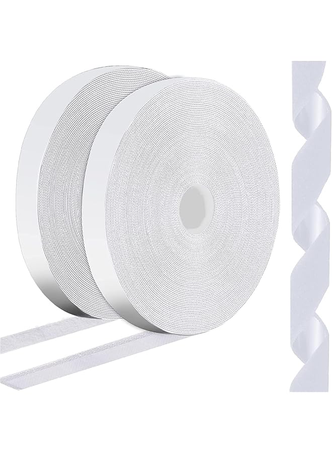 PROMASS promass Hook and Loop Tape, 8m Double Sided Hook Loop Rolls, 20mm Wide Nylon Self Adhesive Heavy Duty Strips, Hook Loop Strips with Adhesive Heavy Duty for Home, School, Office, Crafting (White)  - Image 1