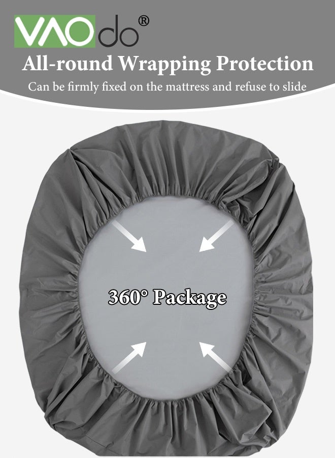 VAOdo 3PCS Bedding Fitted Sheet Set, Breathable Cooling and Skin-friendly Material Deep-Pocket Sheet, Super Soft Thickened Fitted Bedsheet Set Fitted Bedsheet Set, 1 Fitted Sheet and 2 Pillowcases Grey - Image 5