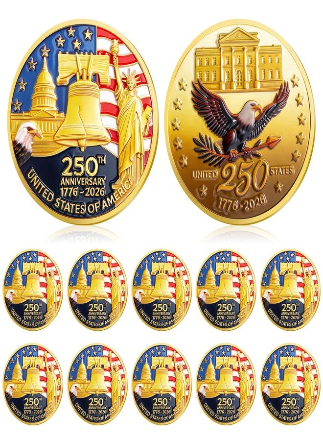 Highergo 250th Anniversary Commemorative Coins USA Eagle and Patriotic Symbols Collectible 250 Year Merchandise for Celebration Display Collectors Challenge Coin Gift(10 Pcs,Style 1) - Image 1