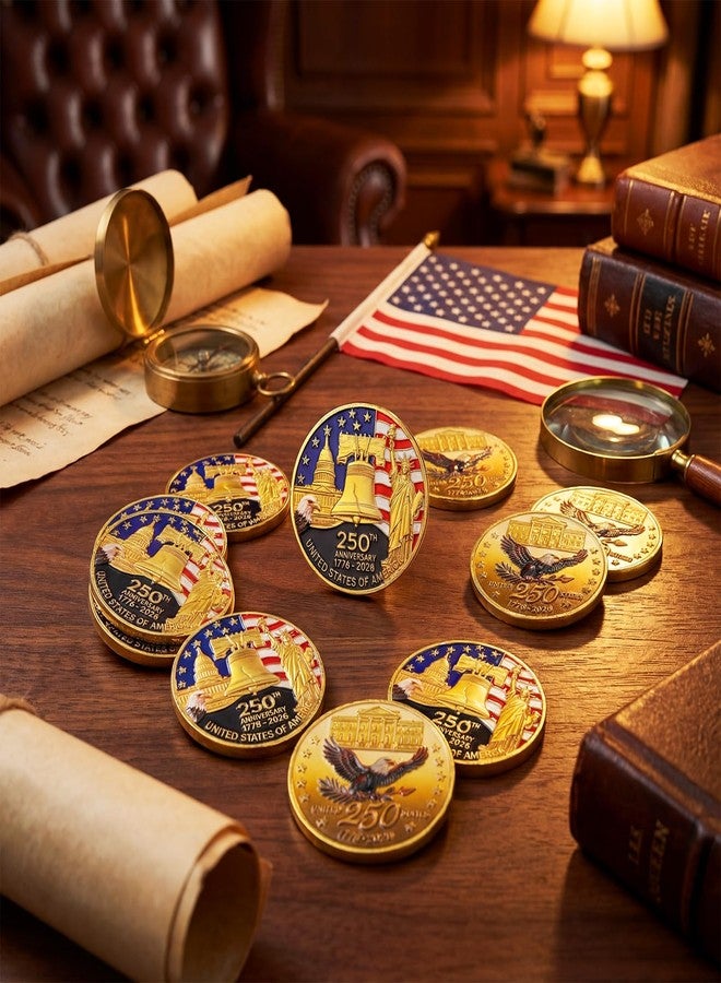 Highergo 250th Anniversary Commemorative Coins USA Eagle and Patriotic Symbols Collectible 250 Year Merchandise for Celebration Display Collectors Challenge Coin Gift(10 Pcs,Style 1) - Image 4