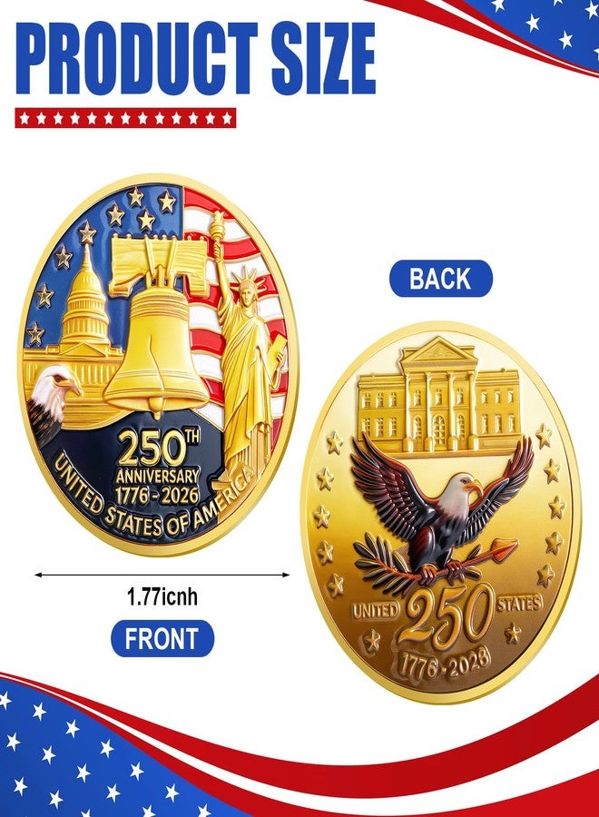 Highergo 250th Anniversary Commemorative Coins USA Eagle and Patriotic Symbols Collectible 250 Year Merchandise for Celebration Display Collectors Challenge Coin Gift(10 Pcs,Style 1) - Image 2