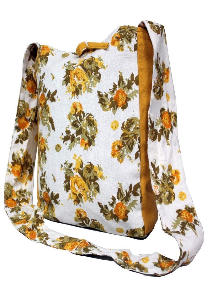 Dekor World Cotton Multi Floral Yellow Printed Jhola Bag (Pack of 1 Piece) - Image 2