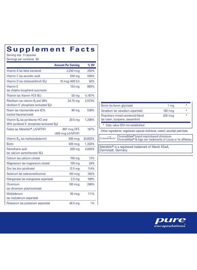 Pure Encapsulations - Nutrient 950 Without Copper Iron & Iodine ; Antioxidant Multivitamin And Mineral Supplement To Support Optimal Health And Physiological Functions* ; 180 Capsules - Image 1