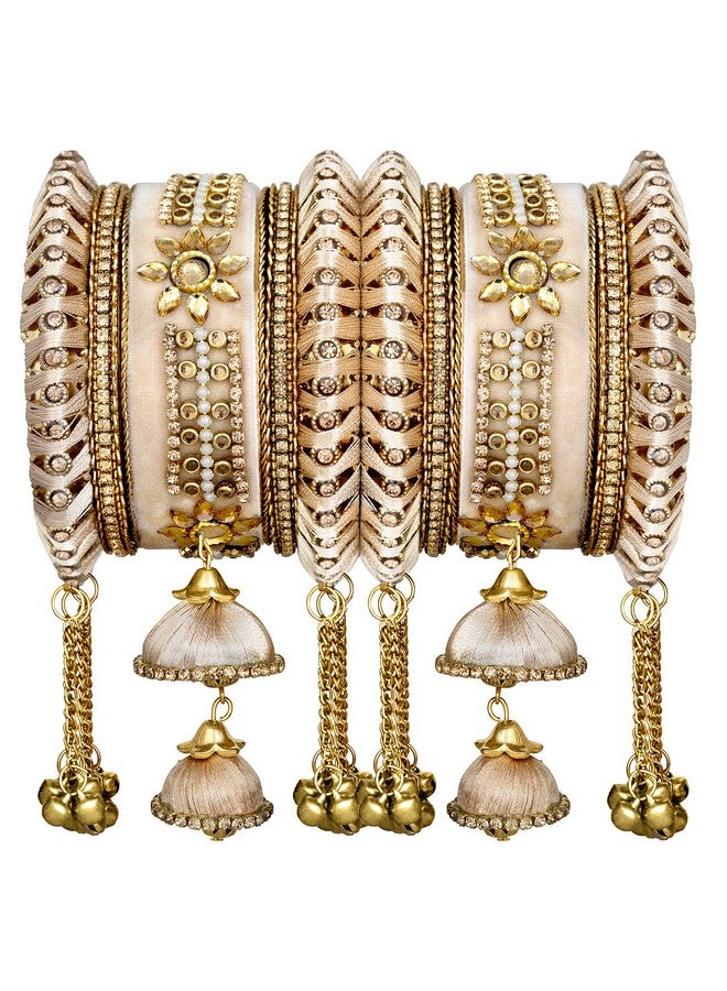 Aheli Party Designer Velvet Faux Stone Studded Bridal Bangle Set Chuda with Hangings Indian Wedding Traditional Ethnic Fashion Jewelry Gift for Women - Image 1