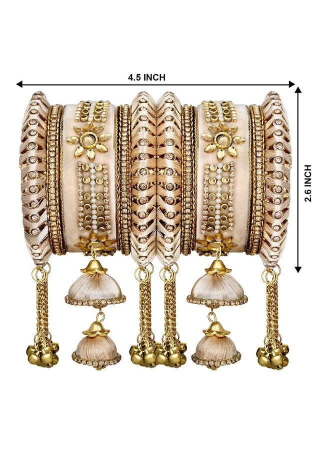 Aheli Party Designer Velvet Faux Stone Studded Bridal Bangle Set Chuda with Hangings Indian Wedding Traditional Ethnic Fashion Jewelry Gift for Women - Image 4