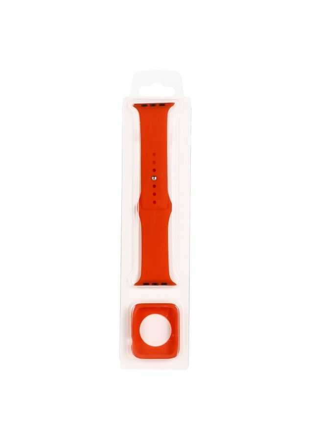 BURAQ Protective Cover Silicone Watch Band + Watch Protective Case Set For Apple Watch Series 3 & 2 & 1 38mm(Orange)