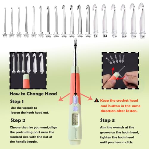 Yarniss Counting Crochet Hooks Set, 18 Size Light Up Crochet Hooks for Stitch & Row Counter 2.0mm-14.0mm - Image 2