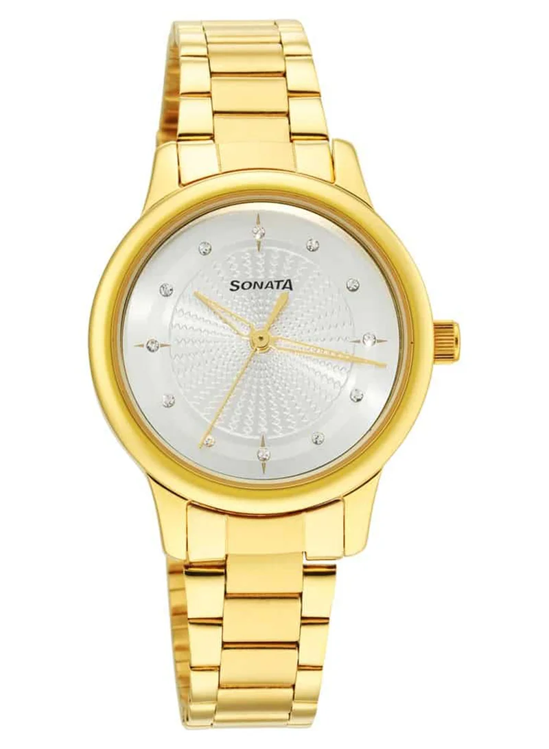 Sonata Women's Analog Round Shape Stainless Steel Wrist Watch 8178YM01 - 38 Mm