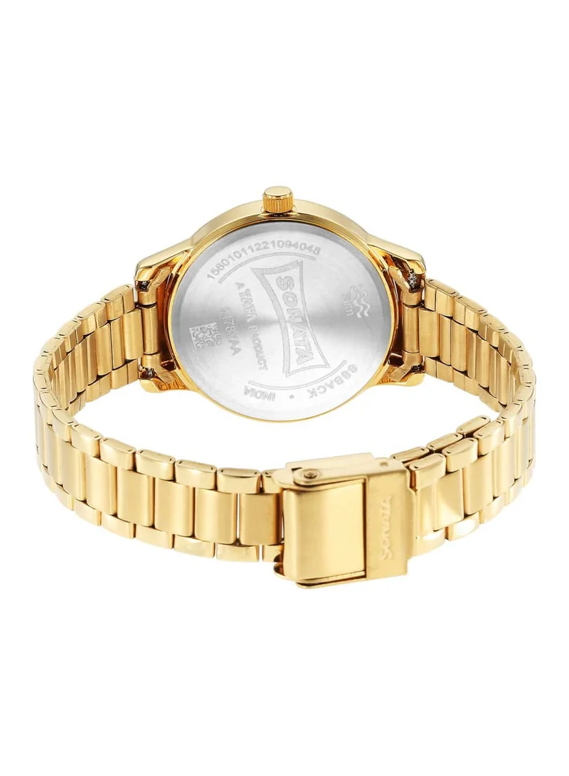 Sonata Women's Analog Round Shape Stainless Steel Wrist Watch 8178YM01 - 38 Mm
