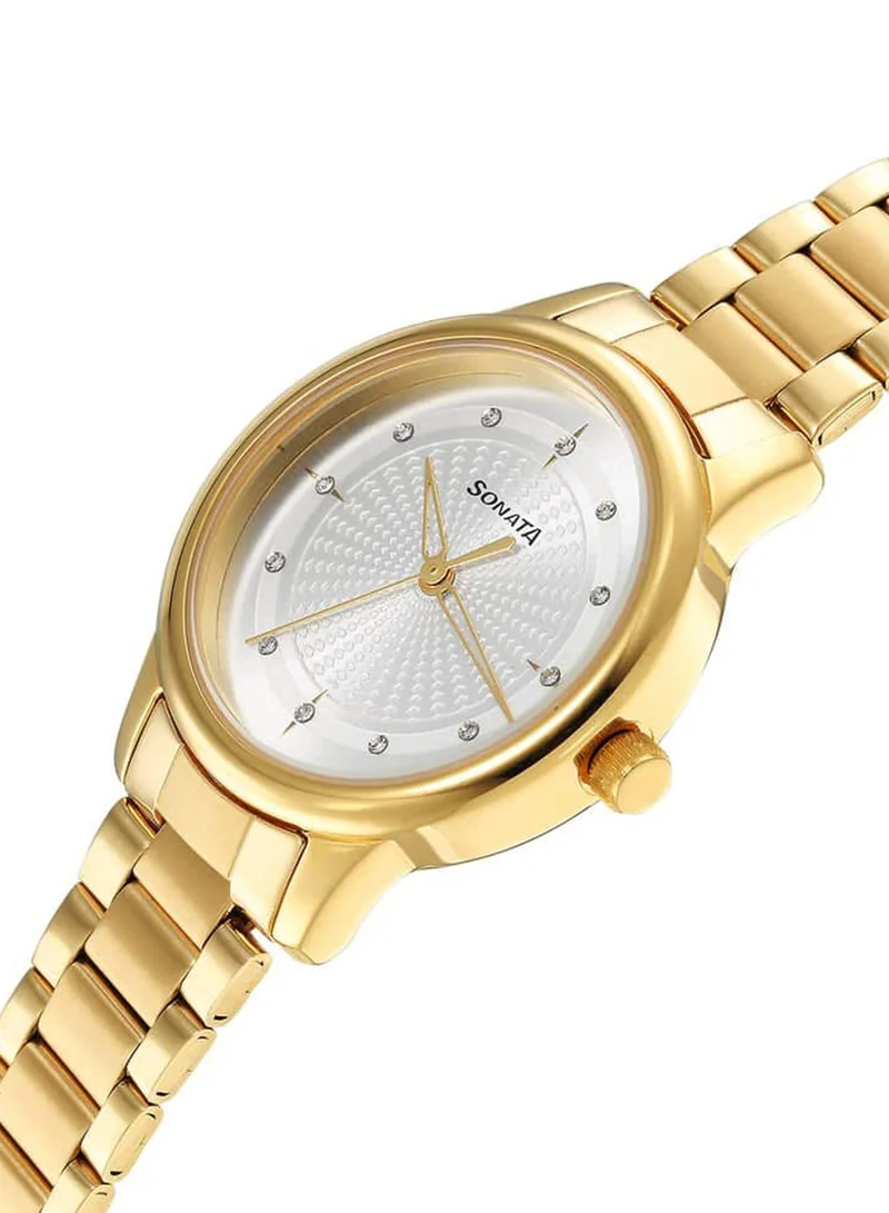 Sonata Women's Analog Round Shape Stainless Steel Wrist Watch 8178YM01 - 38 Mm