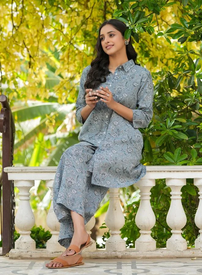 sanskrutihomes sanskrutihomes Women Floral Printed Pure Cotton Shirt and Pyjama Set