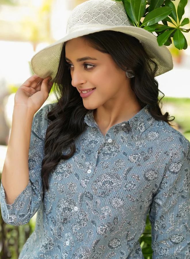 sanskrutihomes sanskrutihomes Women Floral Printed Pure Cotton Shirt and Pyjama Set