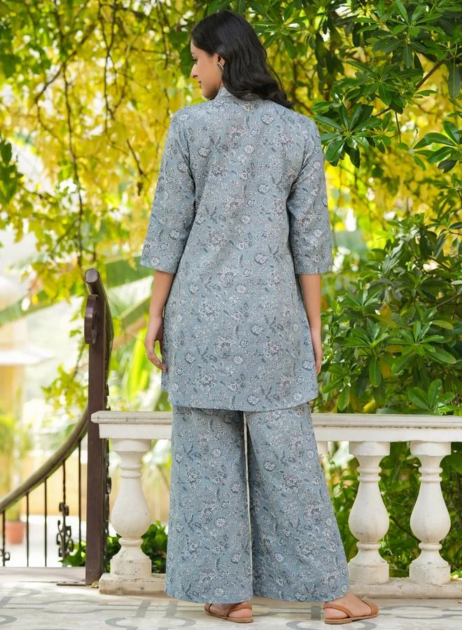 sanskrutihomes Sanskrutihomes Women Floral Printed Pure Cotton Shirt and Pyjama Set