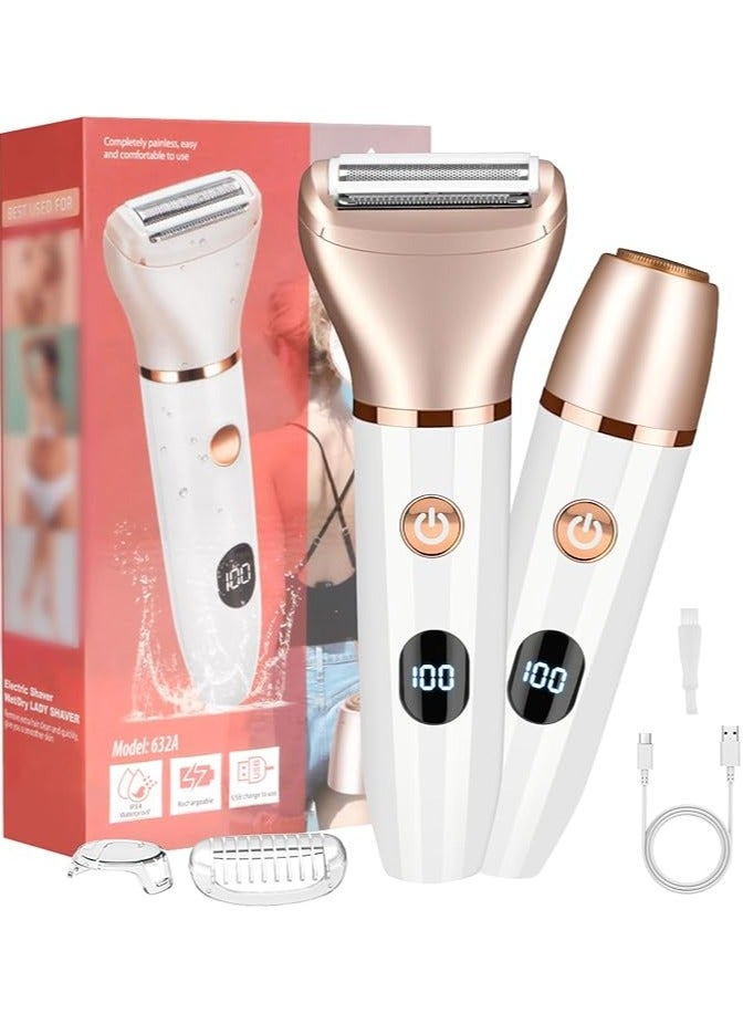 نكومي ماكينة حلاقة كهربائية 2 في 1 للنساء لإزالة شعر الوجه والساقين وتحت الإبط، ماكينة حلاقة محمولة مقاومة للماء لإزالة شعر البكيني الرطب والجاف، قابلة لإعادة الشحن بمنفذ USB (أبيض) من نيكومي - Image 1