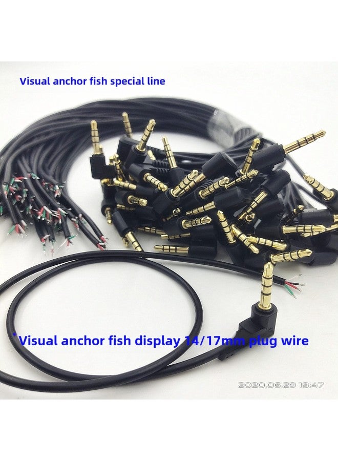 Gold-plated 3.5mm Three-dimensional Four-level 14/17mm Visual Anchor Fish Earphone Plug Wire Anchor Fish Display Electric Slip Ring Wire-Color:Gold-plated Exposed 14mm-Length:Black Straight Line 40cm  - Image 1