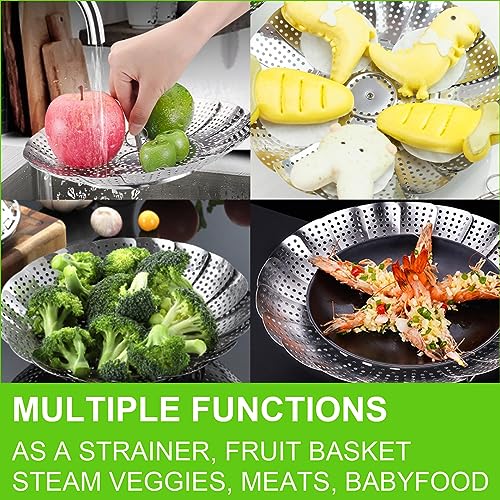 FOFAYU Vegetable Steamer Basket for Cooking 304 Stainless Steel Veggie Food Steamer Basket, Folding Expandable Steamers to Fit Various Size Pot (5.9" to 10") - Image 5