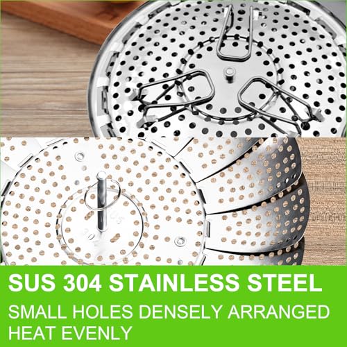 FOFAYU Vegetable Steamer Basket for Cooking 304 Stainless Steel Veggie Food Steamer Basket, Folding Expandable Steamers to Fit Various Size Pot (5.9" to 10") - Image 3