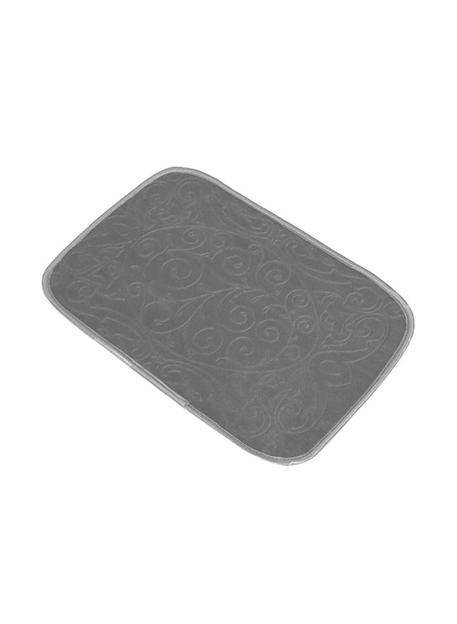 Status Soft Mink Floral Embossed Floor Door Mats in Home Decor Kitchen Living Area Bathroom Office Entrance Non-Slip Washable (38x 58cm) Or (15 x 23 inch) (Grey) - Image 3