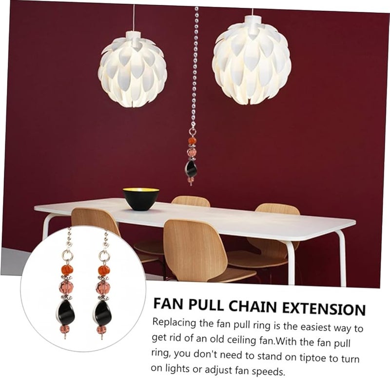 2Pcs Antique Brass Ceiling Fan Pull Chain Extension Cord Light Switch Zipper - Image 2
