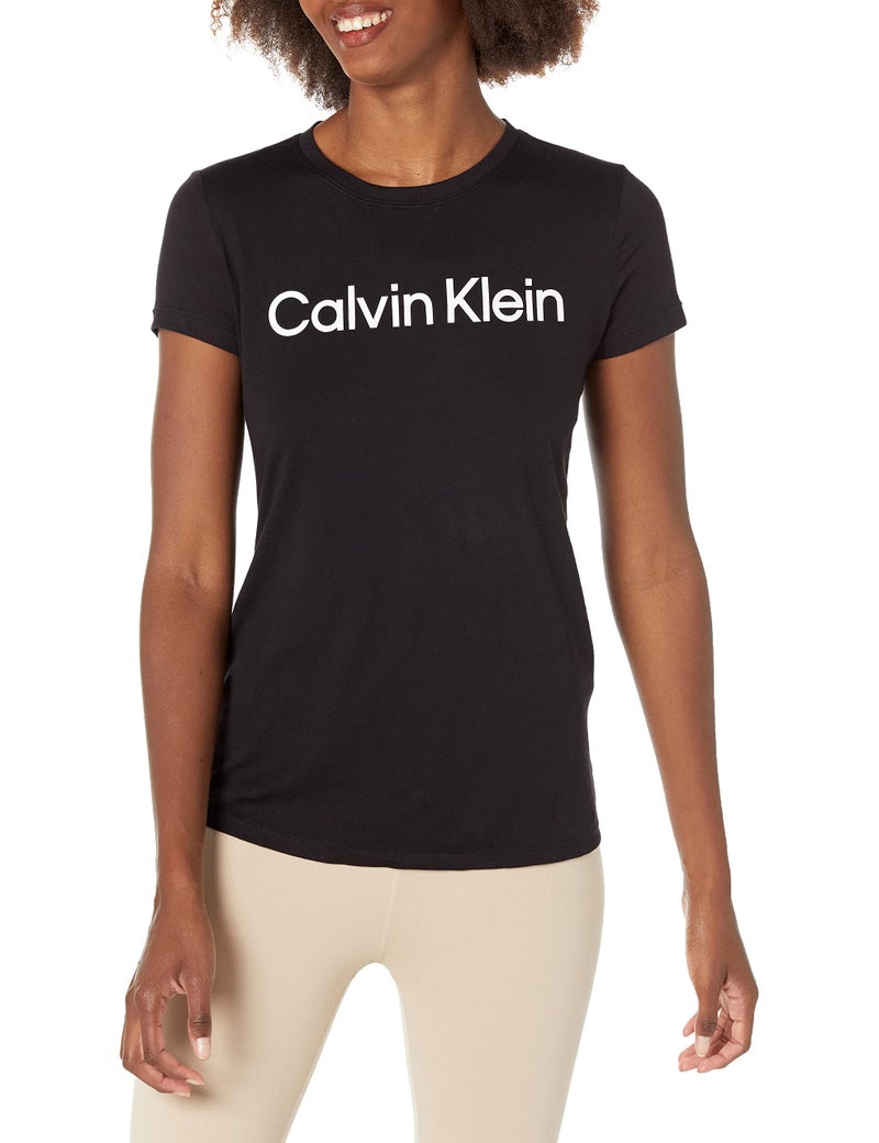 Calvin Klein Performance Women's Calvin Klein Logo Short Sleeve Crewneck Tee, Black, X-Small - Image 1